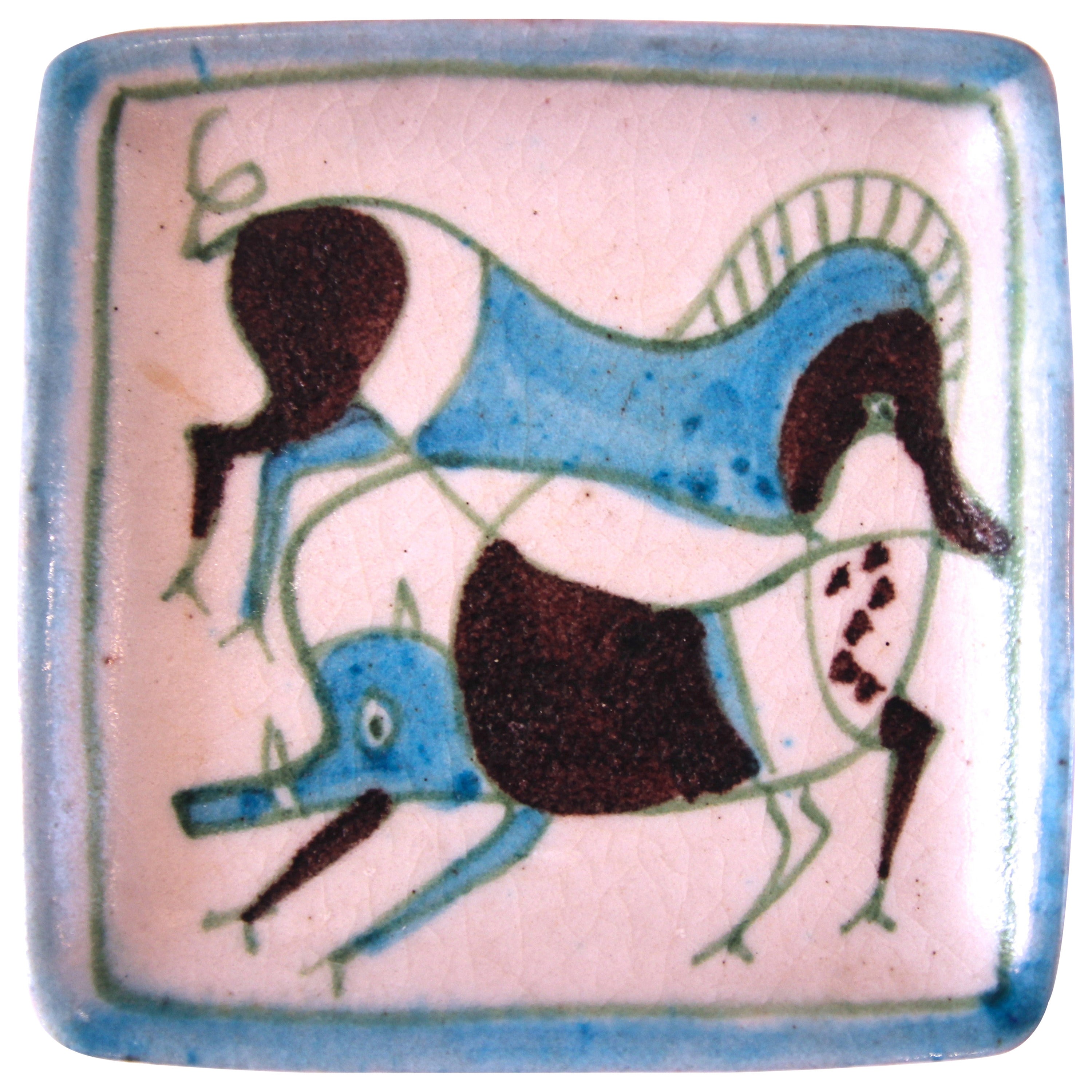 Guido Gambone, Polychrome earthenware plate, signed, Circa 1960, Italy.