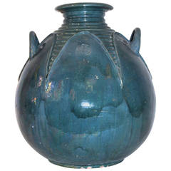 Large pottery, Signed: BIOT Glazed ceramic, Circa 1950, France.