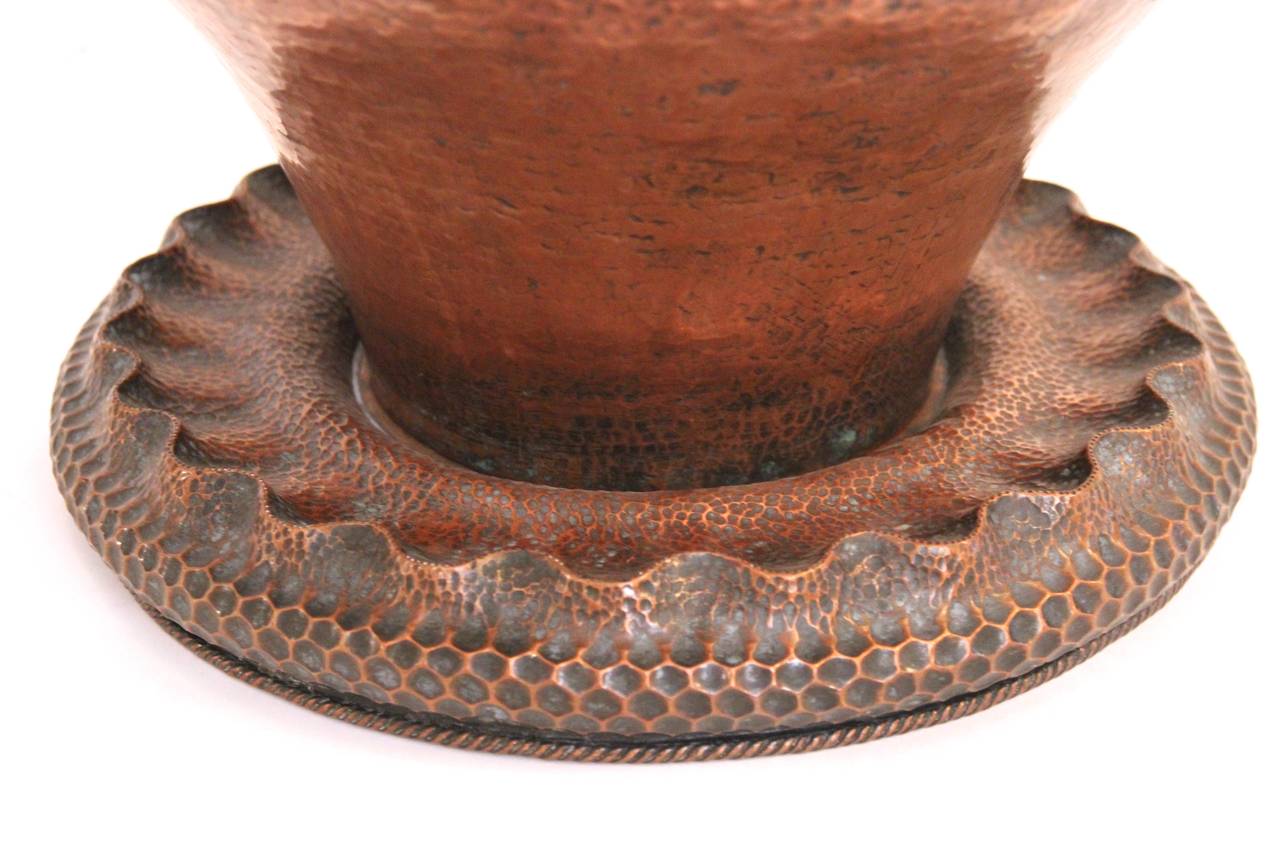 Carved Copper Vase, Signed "Egidio Casagrande, Trento, " circa