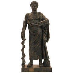 Esculape Bronze Statue, Signed, Grand Tour, circa 1900, Italy