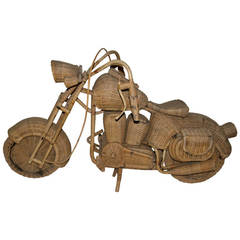 Decorative Art Model Motorcycle out of Woven Rattan