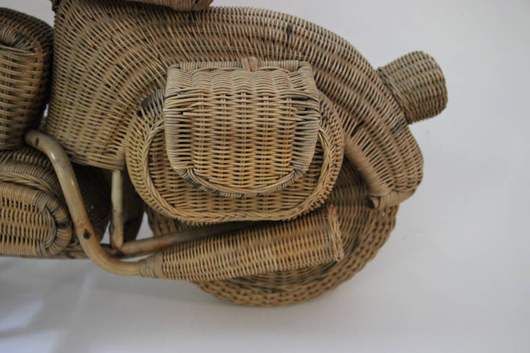 Decorative Art Model Motorcycle out of Woven Rattan 1