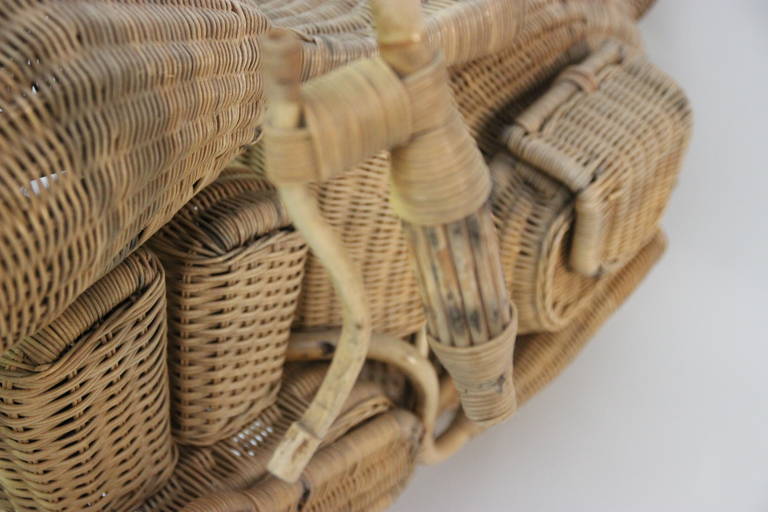 Mid-20th Century Decorative Art Model Motorcycle out of Woven Rattan