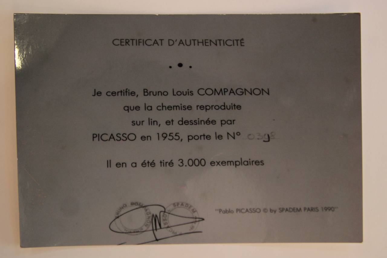 D'après Pablo Picasso, Chemise multicolore, conçue par Picasso en 1955 1