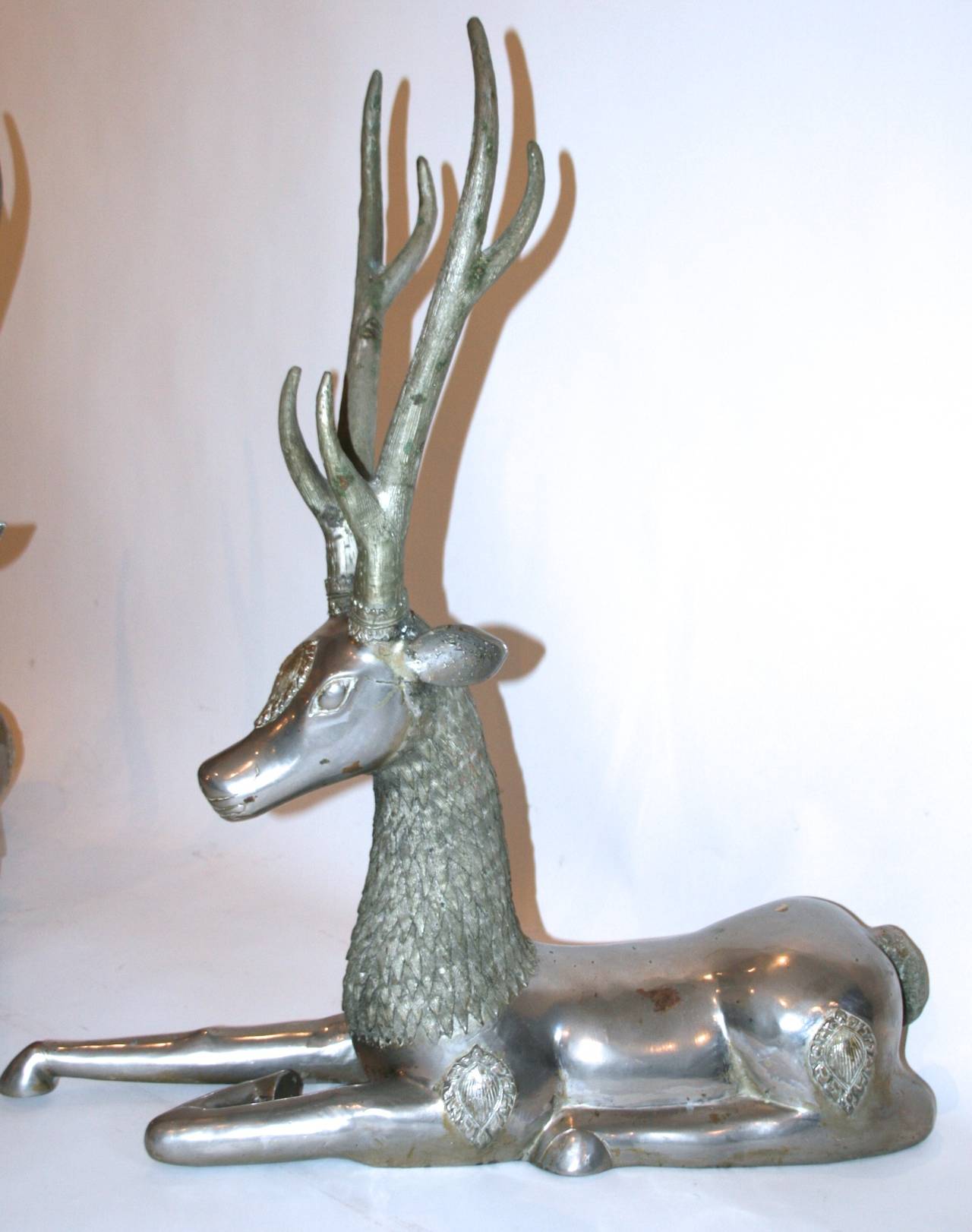 Great Britain (UK) Pair of Deer in the Style of Anthony Redmile, Silver Bronze, circa 1970