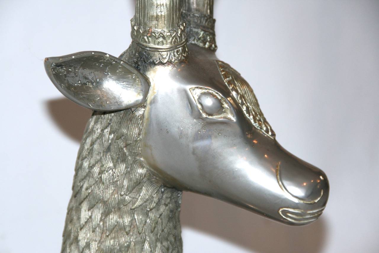 Late 20th Century Pair of Deer in the Style of Anthony Redmile, Silver Bronze, circa 1970