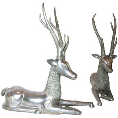 Pair of Deer in the Style of Anthony Redmile, Silver Bronze, circa 1970
