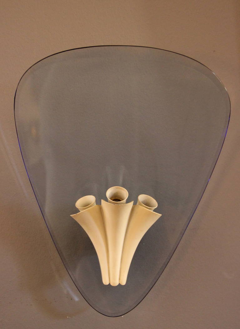Mid-Century Modern Pair of Sconces in the Style of Fontana Arte, circa 1970 Italy