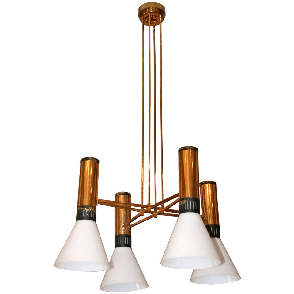 Stilnovo, "1197" Chandelier model, circa 1960, Italy.