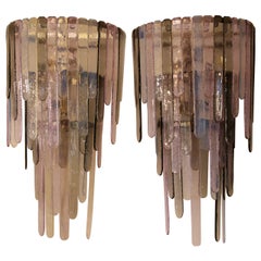 Pair of Murano Glass Sconces in the Style of Leucos, circa 2000, Italy.