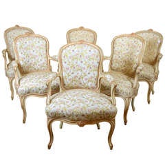 A set of six Louis XV cabriolet armchairs