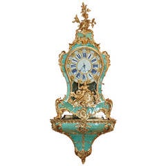 Fine French Louis XV Corne Verte Ormolu-Mounted Mantel Clock