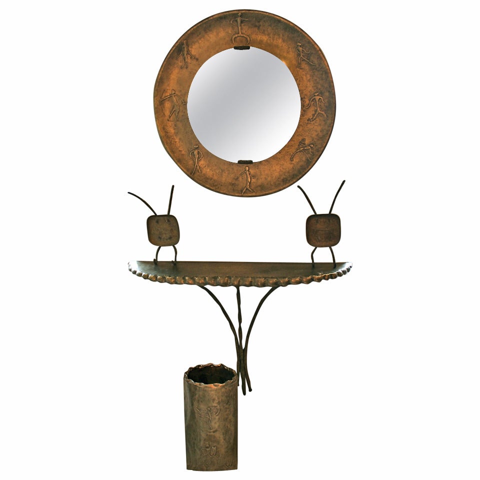 Mirror and Console by Angelo Bragalini For Sale