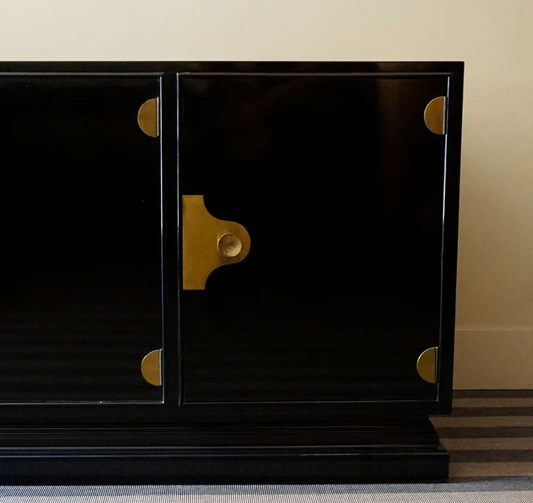 20th Century French Black Lacquered Sideboard, 1950s 1