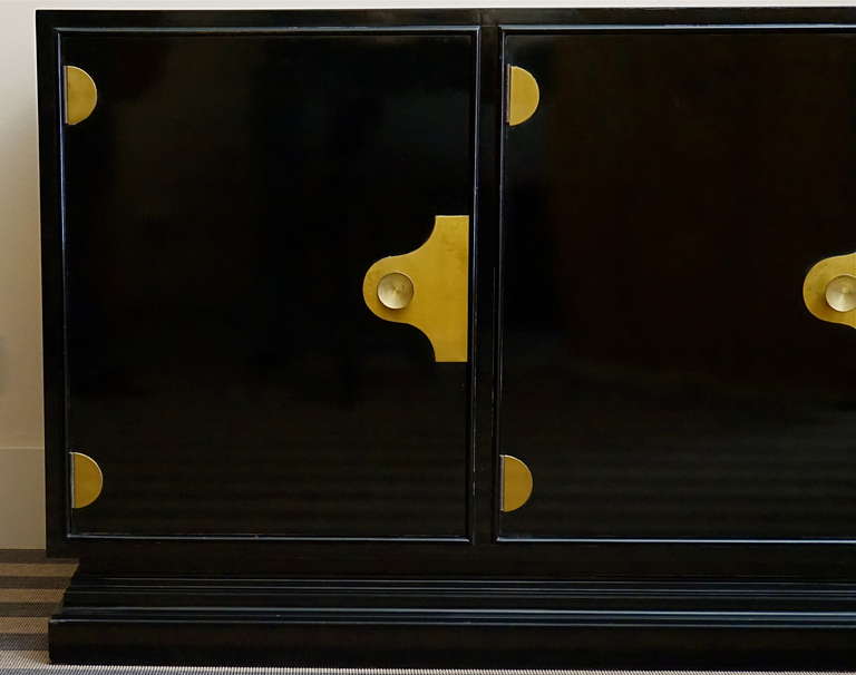 20th Century French Black Lacquered Sideboard, 1950s In Good Condition In Nice, Cote d' Azur
