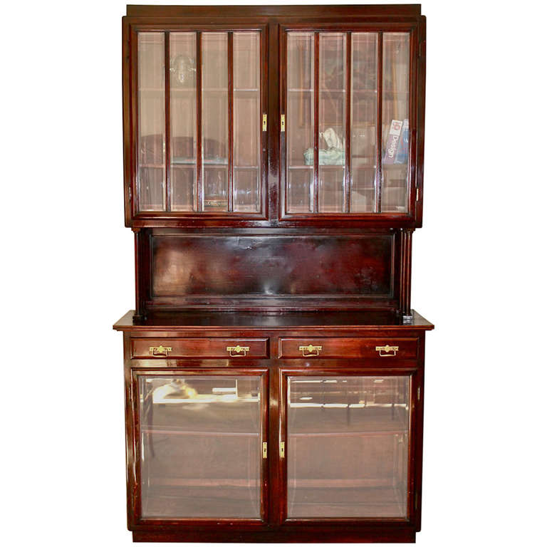Double-Bodied Viennese Vitrine or Cupboard For Sale