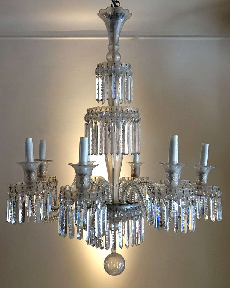 Cut Glass 1900 Crystal Chandelier with Eight Lights