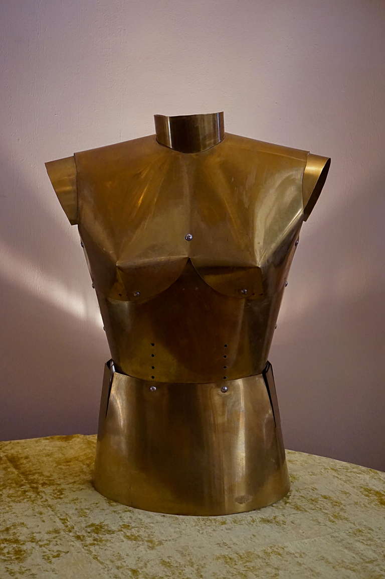 Brass 1970 Sculpture Bust Showcase