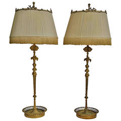 1940 Pair of Gilt Bronze Caryatid Table Lamps