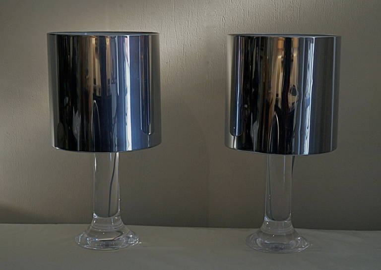 1970s Pair of Vintage Lucite Table Lamps