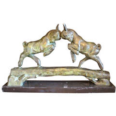 "Two Kid Goats" Patinated Bronze Sculpture by Maurice Prost, circa 1930