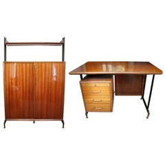 Vintage 1950s, Office Suite and Cabinet Ferretti Antonio