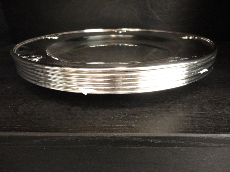 Mid-20th Century A set of six rare Georg Jensen Cactus dinner charger plates