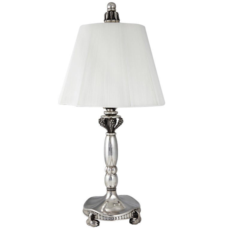 Monumental Georg Jensen Silver Lamp 79 For Sale
