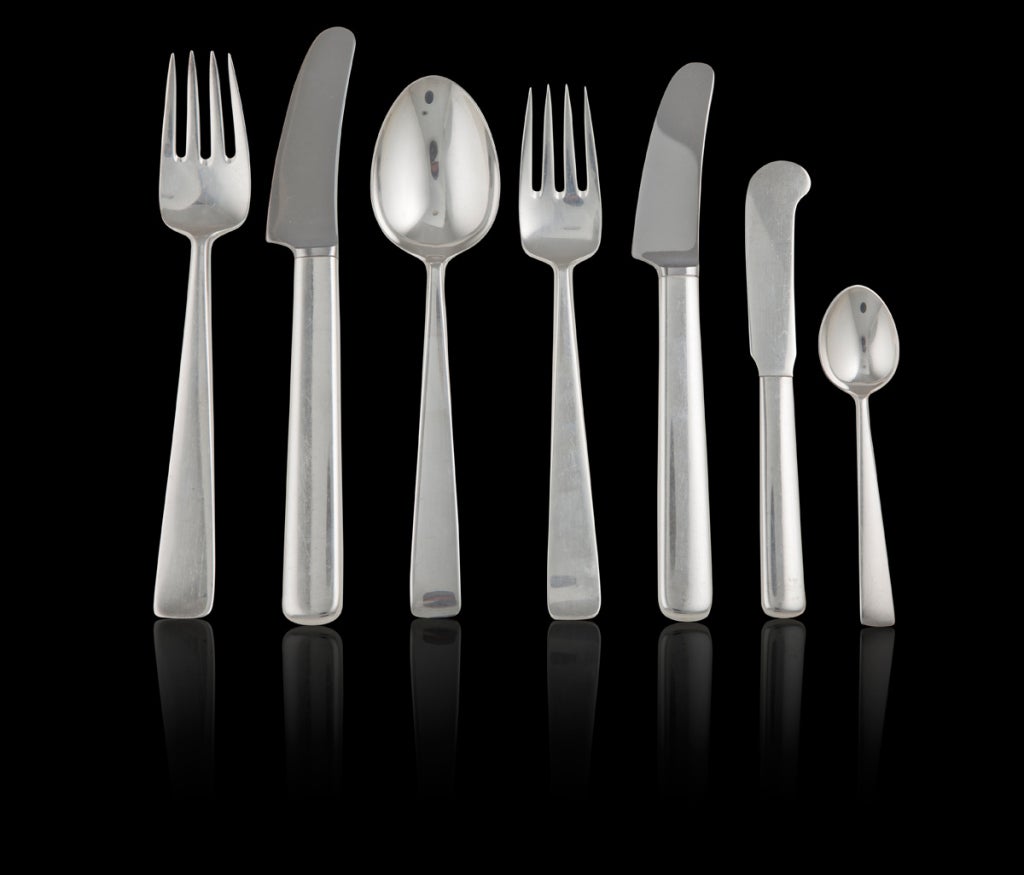 Complete Georg Jensen Magrethe Silverware Set