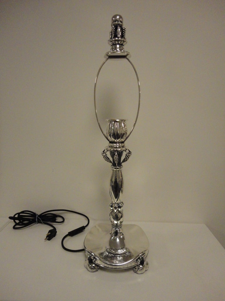 Monumental Georg Jensen Silver Lamp 79