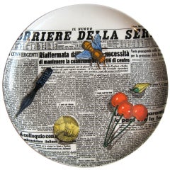 Vintage Trompe L'Oeil Ceramic Plate by Piero Fornasetti