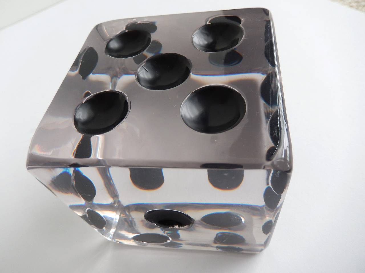 American 1960s Oversized Acrylic Dice Paperweight