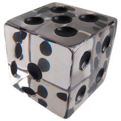 Vintage 1960s Oversized Acrylic Dice Paperweight