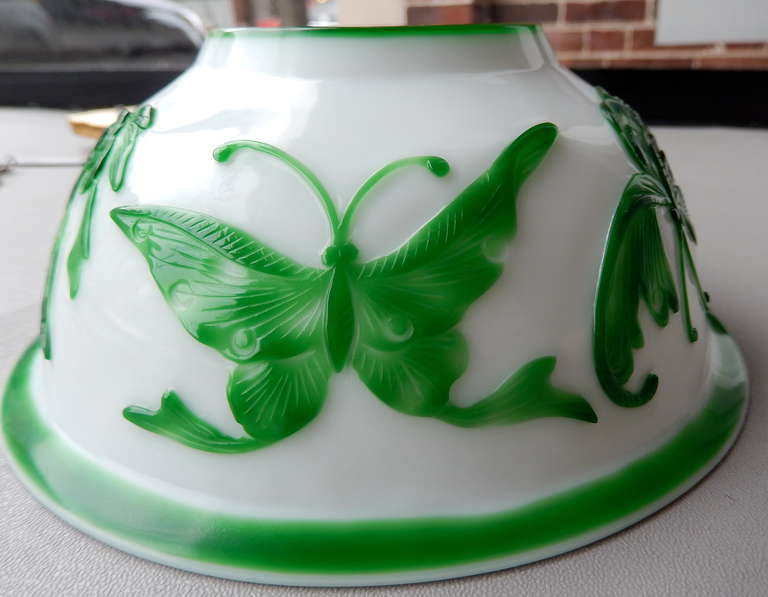 Antique Chinese Peking Glass Bowl with Butterfly Decoration 1