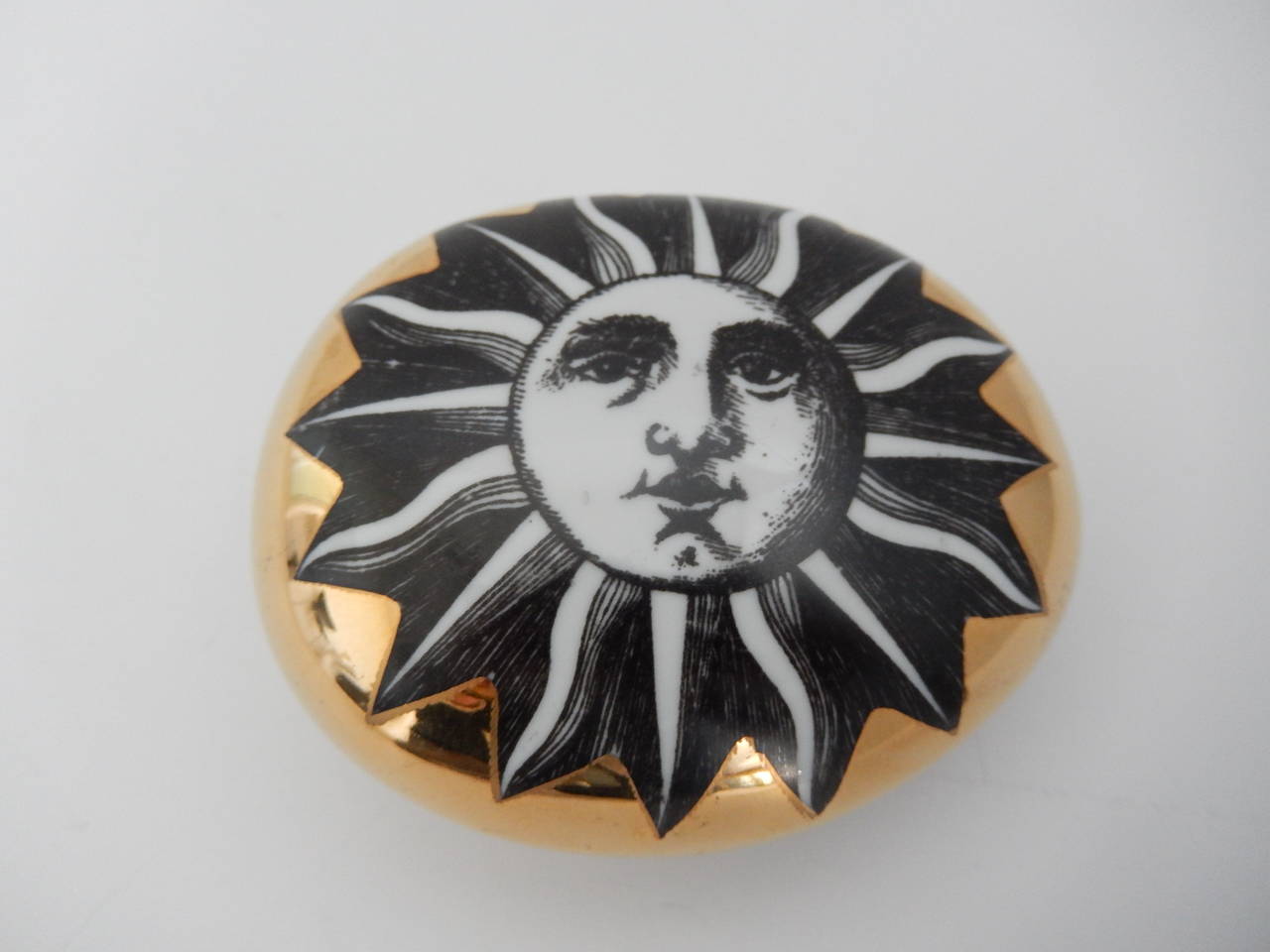 1960s Fornasetti Porcelain Sun Paperweight In Excellent Condition In Winnetka, IL