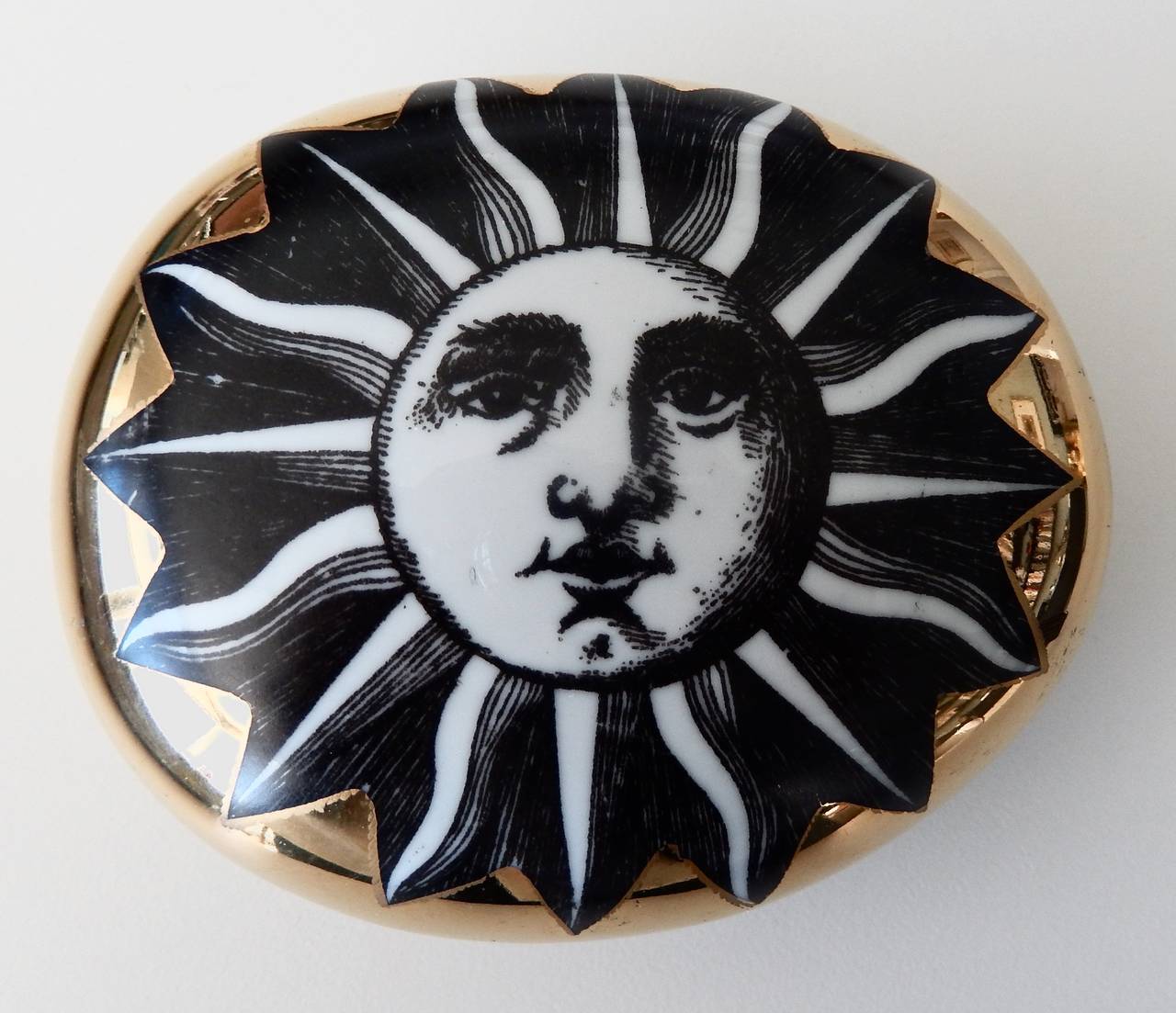 Mid-Century Modern 1960s Fornasetti Porcelain Sun Paperweight
