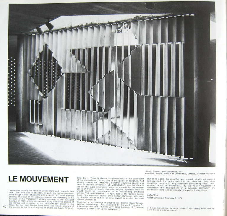 Denise Rene 1975, Catalogue d'exposition, Le Mouvement, 1955 en vente 1