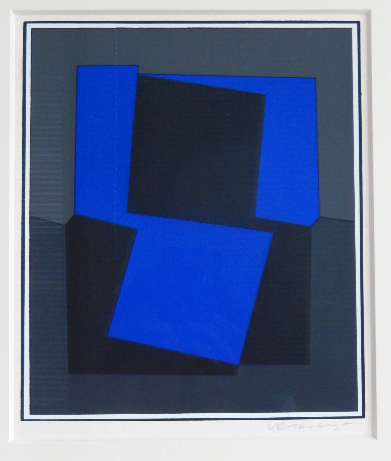 An early Victor Vasarely (1906-1997) silkscreen with pure, vibrant colors and a strong, geometric abstract style. A very beautiful and scarce print.
(A similar composition is illustrated in Vasarely, Marcel Joray, ed., editions Du Griffon