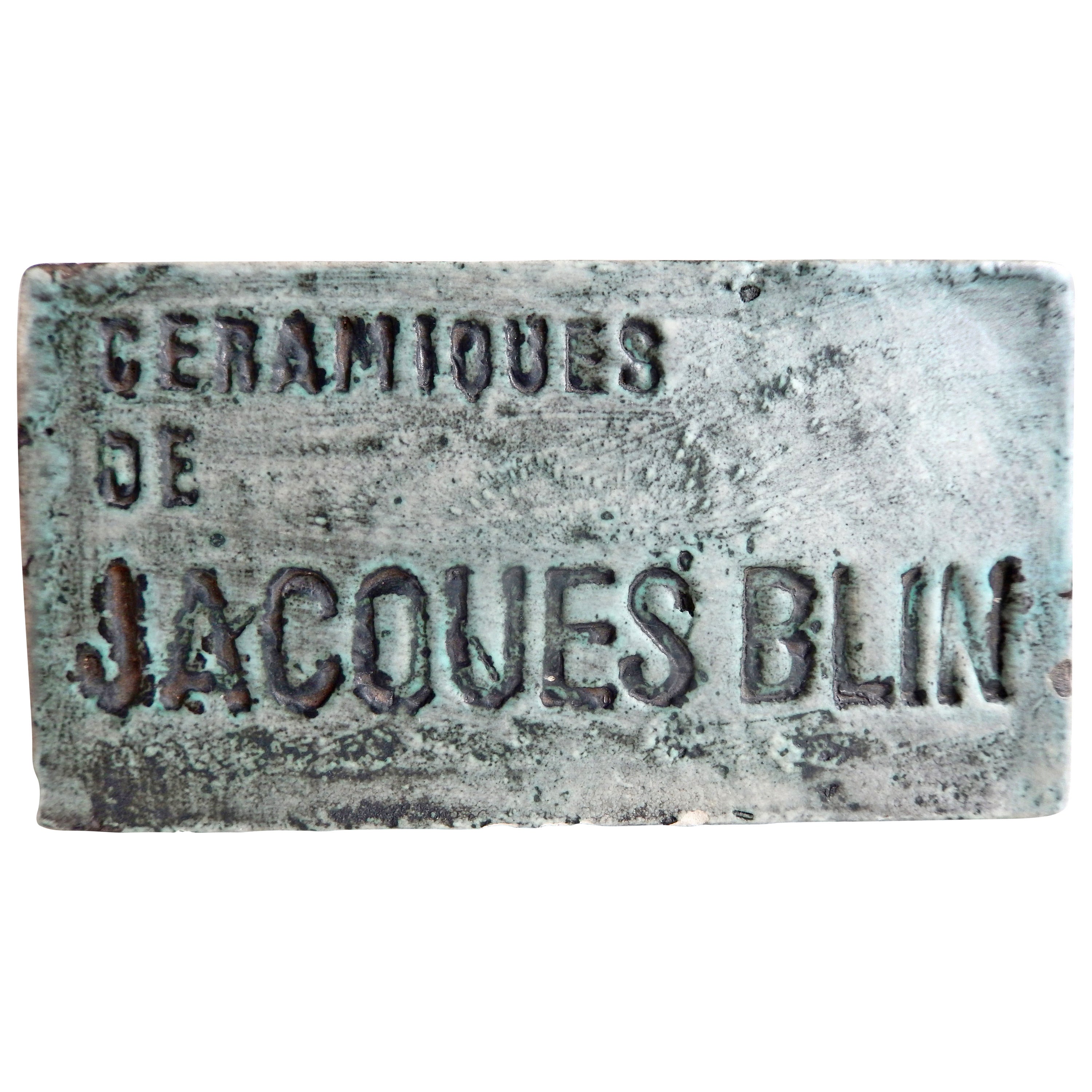 Rare Jacques Blin Ceramic Display Sign For Sale