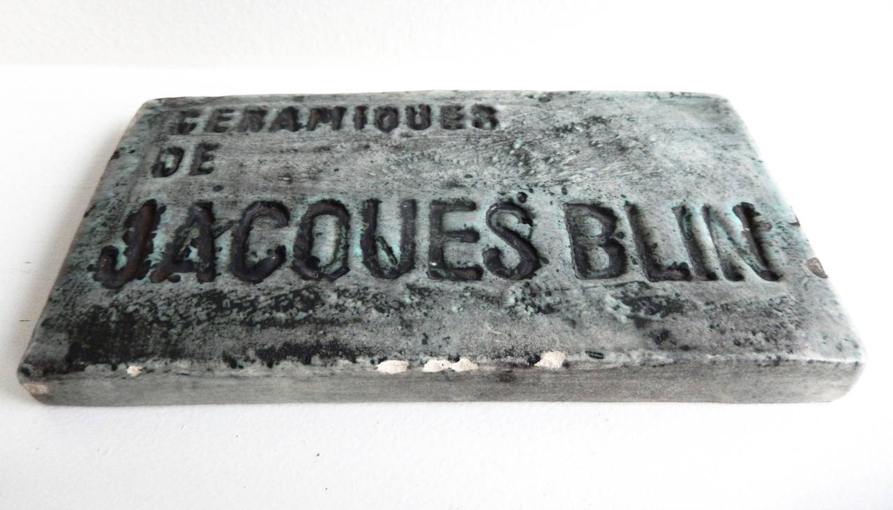 Modern Rare Jacques Blin Ceramic Display Sign For Sale