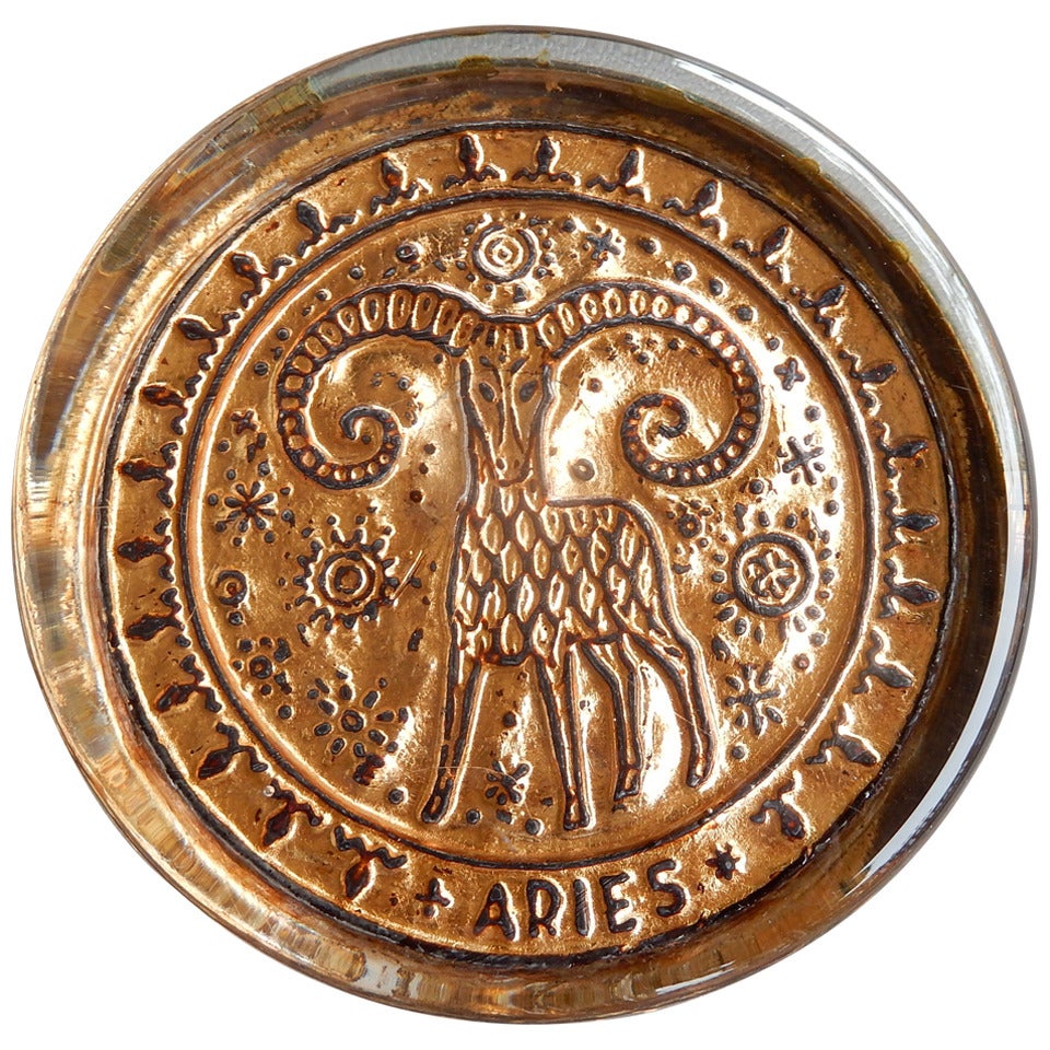 Mid-century Venetian Glass Zodiac Paperweight
