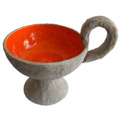 Gilbert Valentin Ceramic Goblet, Vallauris, France