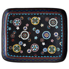 Absract Cloisonne Tray w/Geometric Design