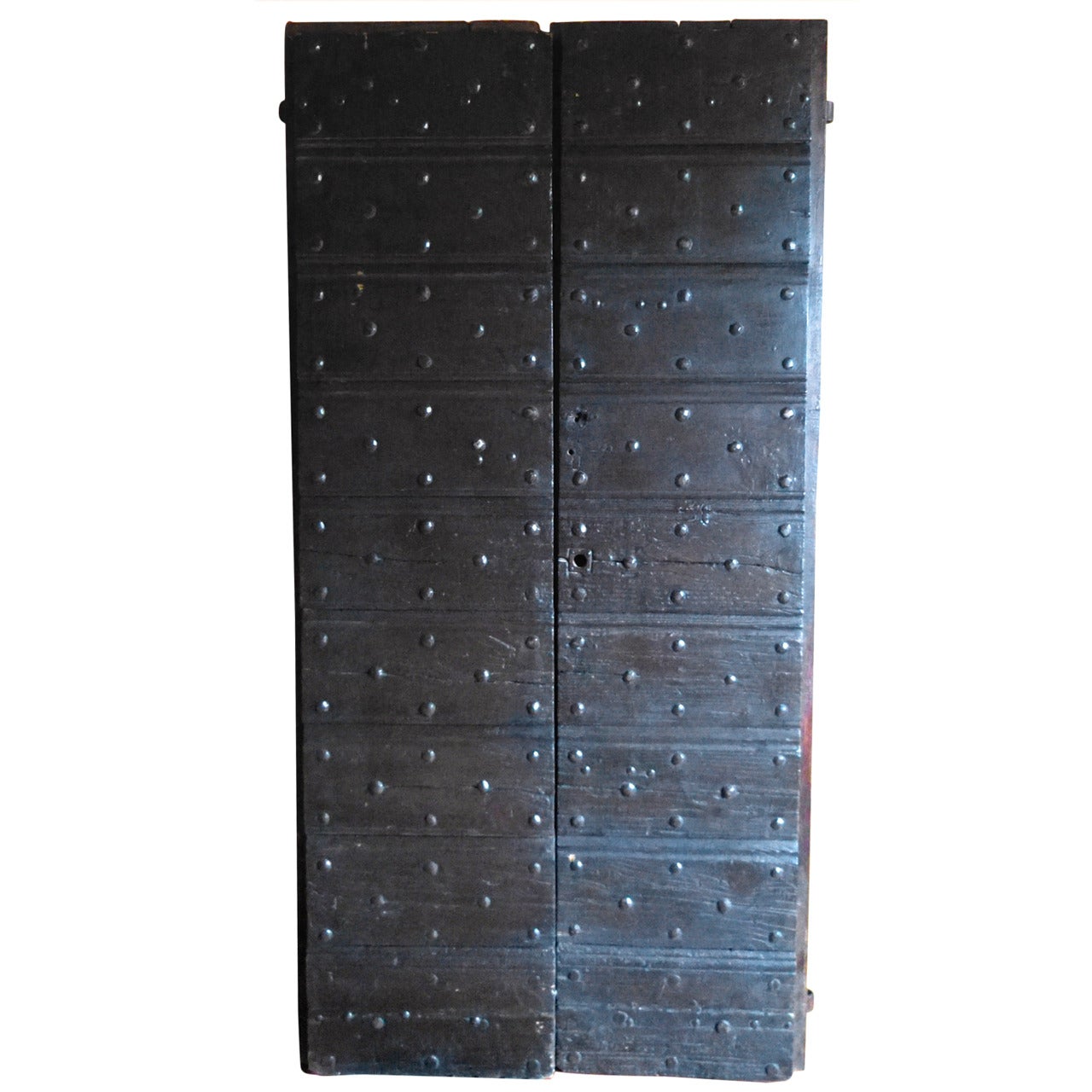 Pair 18th Century Rustic Metal Studded Doors For Sale