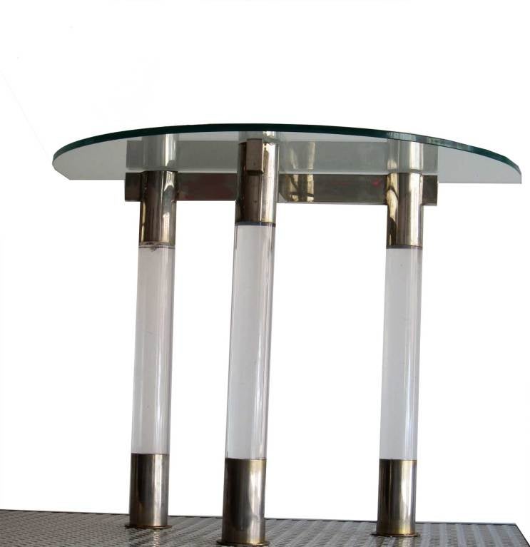 French Art Deco Lucite and Chrome Demi-Lune Tables