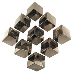 Contemporary Nickel-Plated, Multicubes Large Wall Sculpture