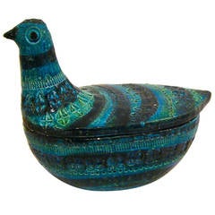 Italian Modern Ceramic Bird Box by Aldo Londi for Bitossi Imported by Raymor