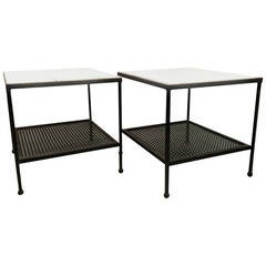 1950s Atomic Age Iron and Marble Set of End Tables