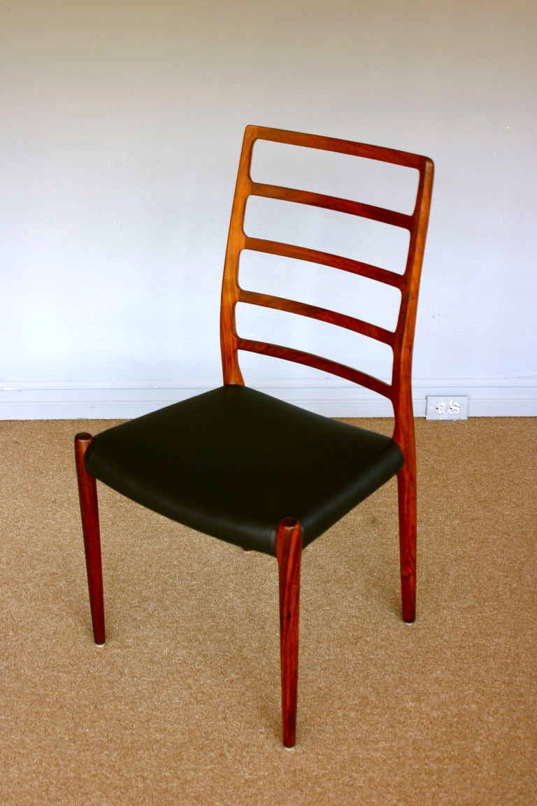 Set of Six Niels O. Møller Rosewood High Back Dining Chairs