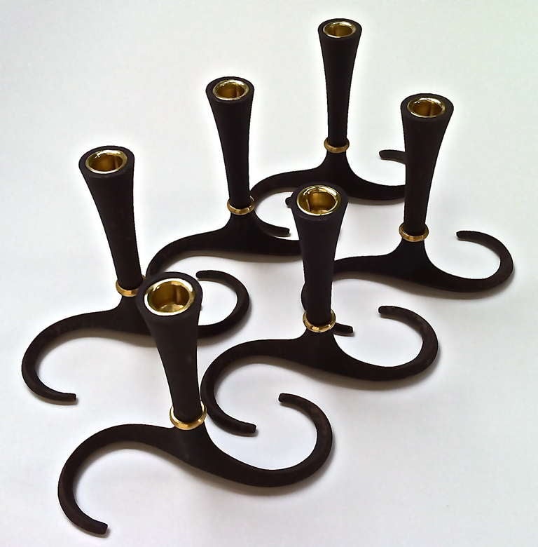 Jens Quistgaard For Dansk Set of 6 Candelabrums Candleholders